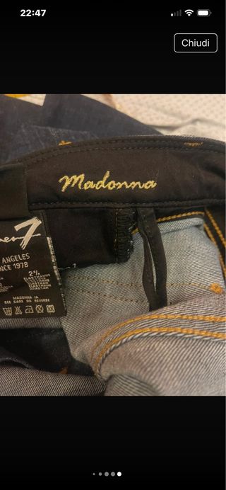Jeans donna Seven blu ricamo sulle tasche oro