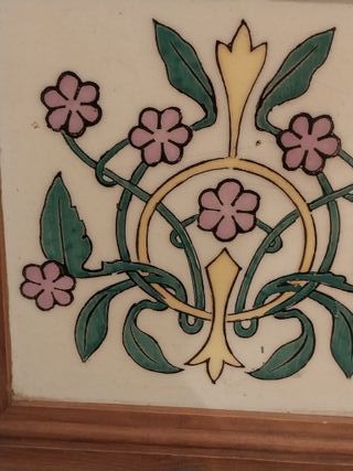 Cuadro Antiguo Azulejo Art Nouveau