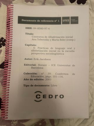 Libro asignatura lectoescritura uned
