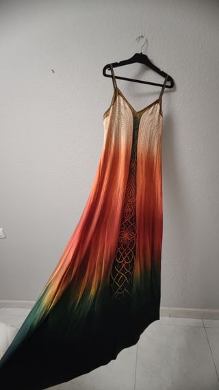 Vestido boho nórdico multicolor escote en V S pico