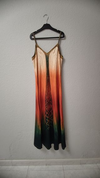Vestido boho nórdico multicolor escote en V S pico