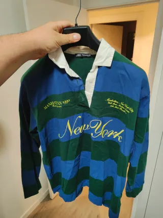 Jersey Zara Rayas Azul/Verde Talla M
