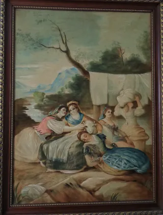 Tapiz muy Antiguo Las Lavanderas .