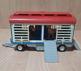 Playmobil vagón de tren azul y rojo