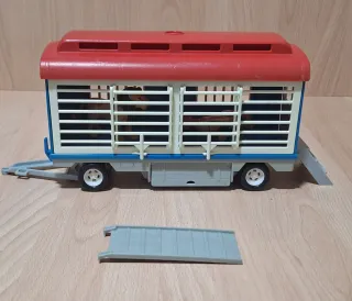 Playmobil vagón de tren azul y rojo