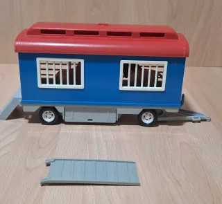 Playmobil vagón de tren azul y rojo