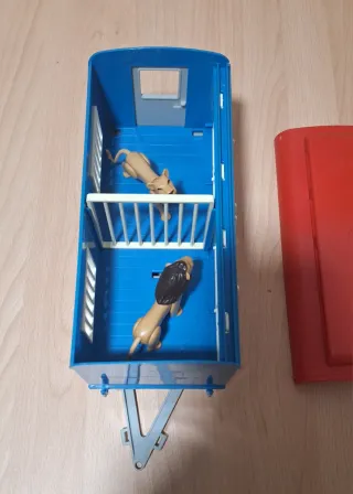 Playmobil vagón de tren azul y rojo