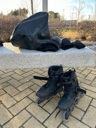 Patines Línea Talla 43 Oxelo + Protecciones, Bolsa