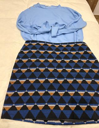 Conjunto mujer Blusa de Mango/Falda Mini de Kookai