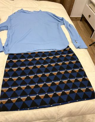 Conjunto mujer Blusa de Mango/Falda Mini de Kookai