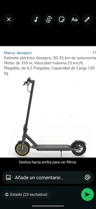Patinete Eléctrico Aovopro 350W