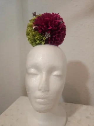 Ramillete Flamenca Flores Verdes y Rosas