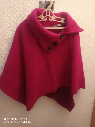 Poncho fucsia lana Italia Talla Única