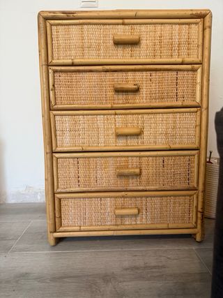 Cómoda de mimbre 5 cajones