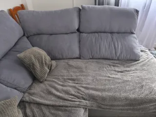 Sofá Cheslong Gris Tela