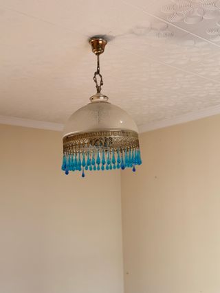 Lámpara Vintage de Cristal y Lágrimas Azul Cobalto