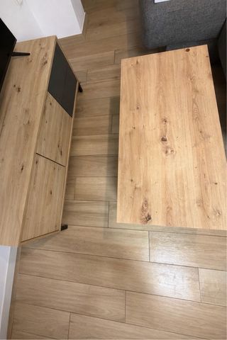 Mesa de salón y mueble TV madera y metal