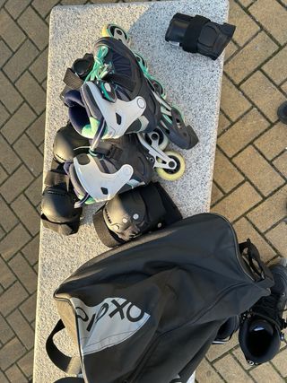 Patines Oxelo Talla 37 + Protección y Bolsa