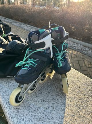 Patines Oxelo Talla 37 + Protección y Bolsa