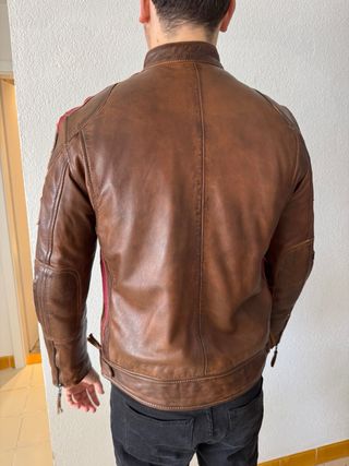 Chaqueta Cuero Moto Estilo Racing Hombre