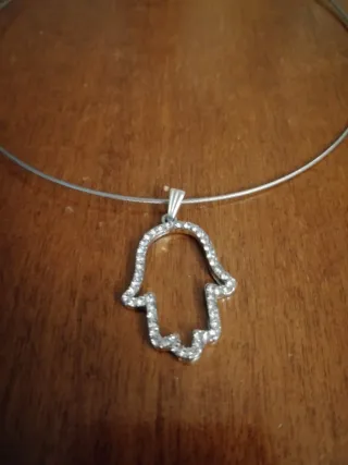 Girocollo Mano con Brillanti Argento