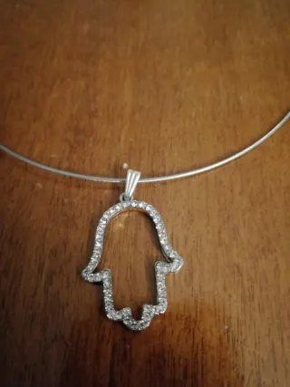 Girocollo Mano con Brillanti Argento