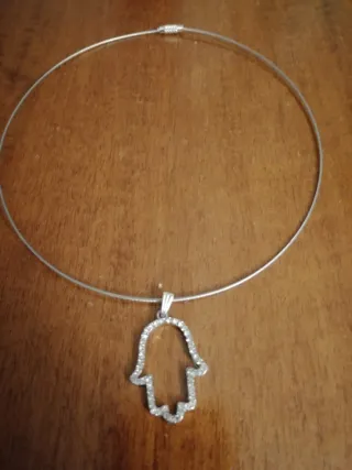 Girocollo Mano con Brillanti Argento