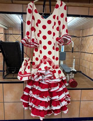 Vestido Flamenca Rojo y Blanco Hecho a Mano