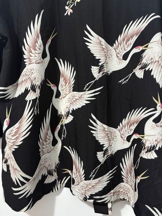 Cárdigan Kimono Estampado Grullas SHEIN Talla M