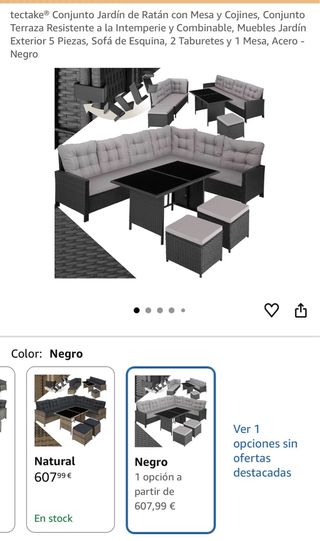 Conjunto Jardín Ratán tectake Negro