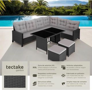 Conjunto Jardín Ratán tectake Negro