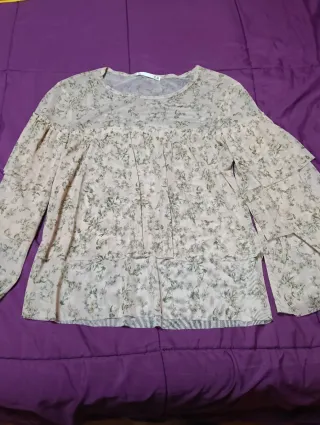 Camisa volantes transparente floral Talla S