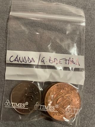 Monedas antiguas Canadá y G. Bretaña