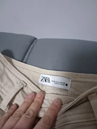 Pantalones Zara Beige Anchos