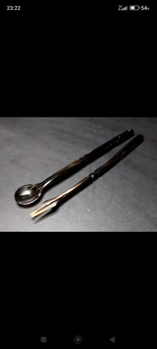 Forchetta e cucchiaio vintage in osso