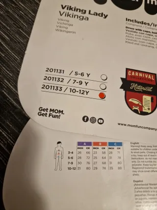 Disfraz Vikinga Infantil 10/12 años y Casco cuerno