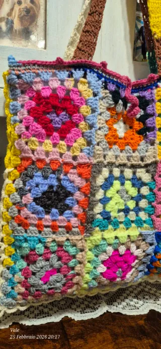 Borsa uncinetto granny squares fatta a mano