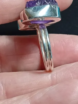 Anillo Plata Ley Amatista en bruto