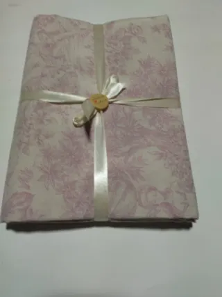 Tovaglia Toilette de Jouy rosa e bianca