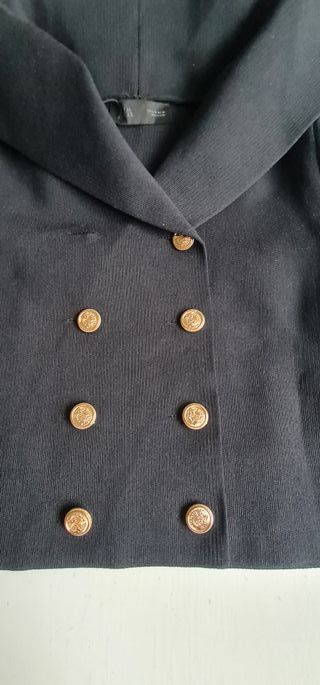 Chaqueta Zara Negra Doble Botonadura.  Cuello Maxi