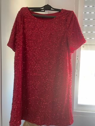 Vestido de fiesta lentejuelas rojo