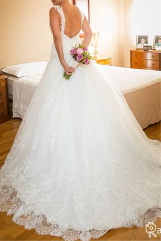 Vestido de novia con encaje en perfecto estado