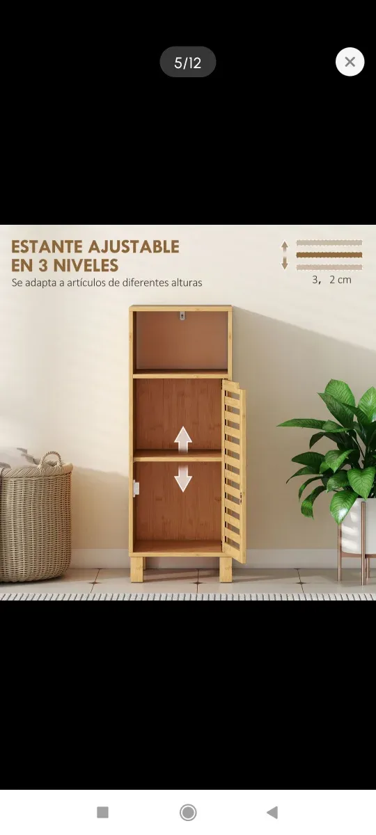Mueble Auxiliar Baño Bambú