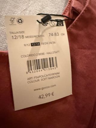 Conjunto bebé Gocco Color Soft Maroon 12/18m