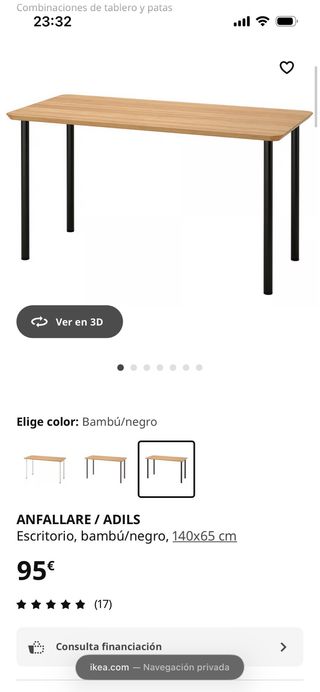 Scrivania IKEA ANFALLARE / ADILS Bambù/Nero