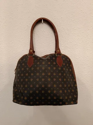 Bolso de mano marrón y negro pollini