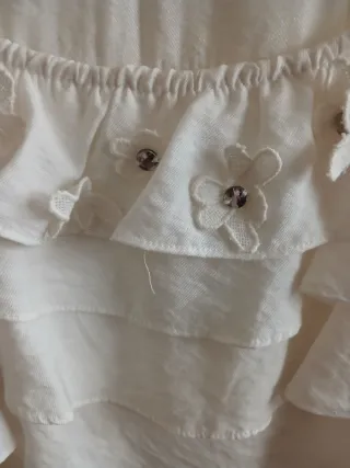 Vestido blanco volantes flores talla 40