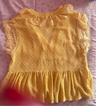 Blusa Zara Amarilla Manga Corta Talla S
