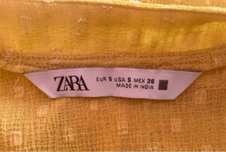 Blusa Zara Amarilla Manga Corta Talla S