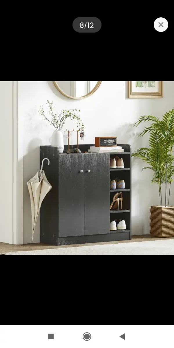 Zapatero estrecho 12 pares- mueble recibidor negro